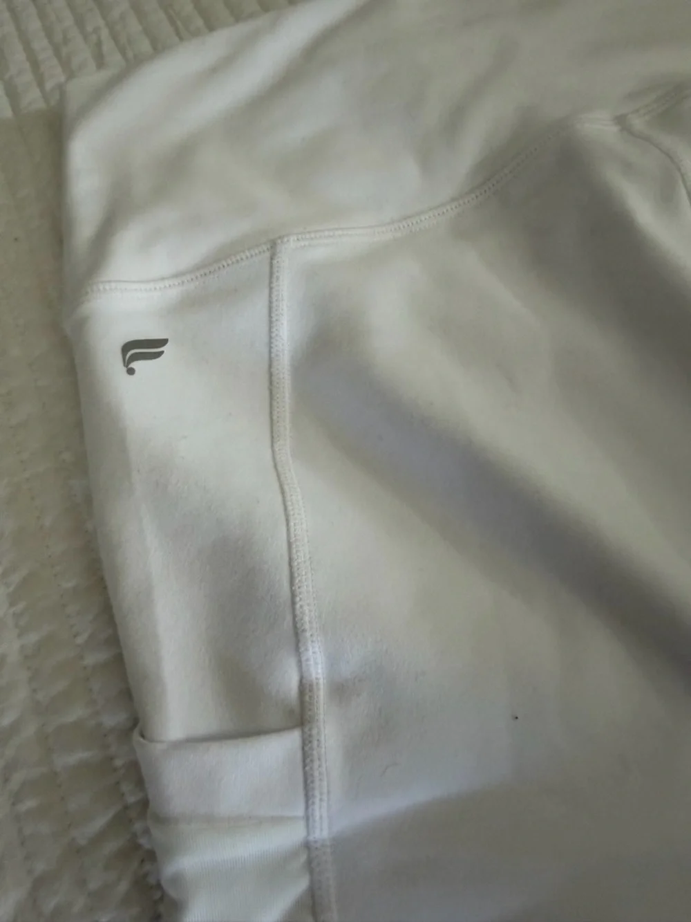Fabletics White PowerHold Leggings with Subtle Logo - Picture 3 of 8